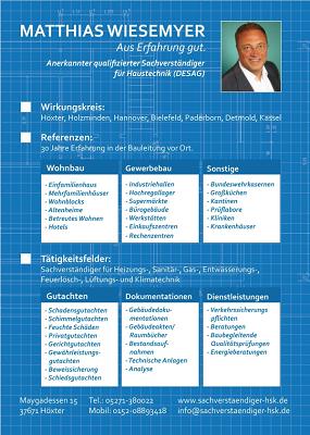 Anerkannter qualifizierter Sachverständiger für Haus- und Gebäudetechnik DESAG Matthias Wiesemeyer