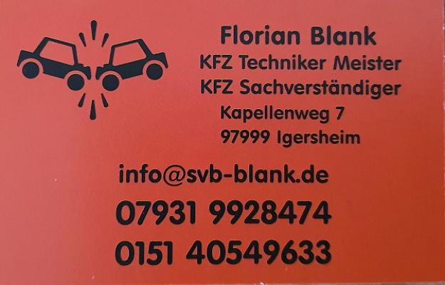 SVB Sachverständigenbüro KFZ Schadens- und Wertgutachten Gutachter Florian Blank